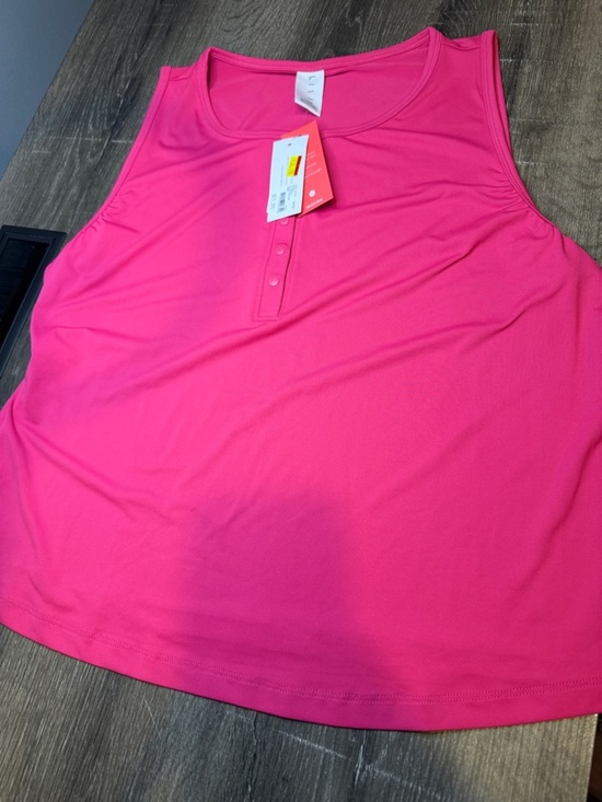 Livi Active Tops - LIVI Active by Lane Bryant Sleeveless Henley Tank Top - Hot Pink